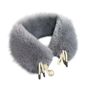 Asudaro Faux 52 cm Koyu Gri Suni Kürk Düğmeli Kadın Şal