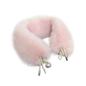 Asudaro Faux 52 cm Pembe Suni Kürk Düğmeli Kadın Şal