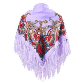 Asudaro Stola Mor Retro Püsküllü Kadın Örgü Panço