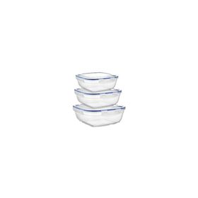 Asude ASD030 Kare Sızdırmaz Şeffaf 3'lü 500-900-1500 ml Saklama Kabı Seti