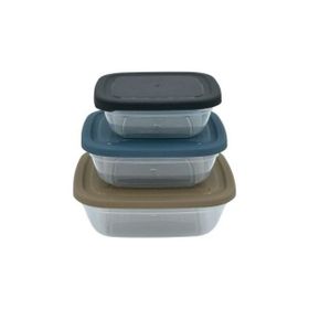 Asude ASD057 Maya Kare 3'lü Antrasit 500-900-1500 ml Saklama Kabı Seti