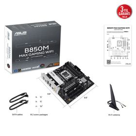 Asus B850M Max Gaming WiFi AMD AM5 DDR5 Micro ATX Anakart