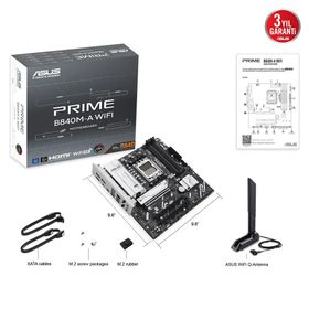 Asus Prime B840M-A WIFI 4xDDR5 3xM.2 HDMI 2xDP Type-C WI-FI 6E Bluetooth 5.3 AM5 Soket Gaming Anakart