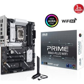 Asus Prime B860 Plus Wi-Fi Intel 1851P DDR5 8200 HDMI DP 2xM2 USB3.2 ATX Wi-Fi 6E BT Aura RGB 2.5 Gbit LAN Anakart