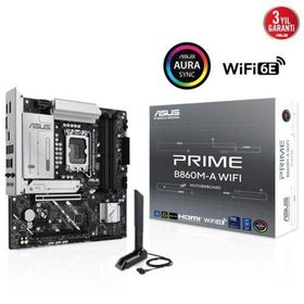 Asus Prime B860M-A Wi-Fi Intel 1851P DDR5 8666 HDMI 2xDP 2xM2 USB 3.2 MATX Wi-Fi 6E BT ARGB 2.5 Gbit LAN Anakart