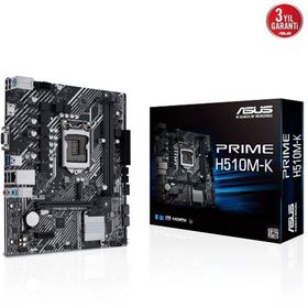 Asus Prime H510M-K, 2xDDR4 M.2 D-SUB HDMI 10-11.Nesil LGA1200 Soket Anakart