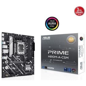 Asus Prime H810M-A-CSM 6400 MHz DDR5 Soket LGA1851 M.2 HDMI DP mATX Anakart
