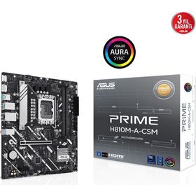 Asus Prime H810M-A-CSM 6400 MHz DDR5 Soket LGA1851 M.2 HDMI DP mATX Anakart
