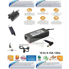 Asus R501J R501JR R501V 19.5V 6.15A Uyumlu Notebook Adaptör
