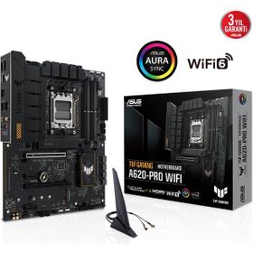 Asus TUF Gaming A620-PRO Wi-Fi AMD A620 AM5 DDR5 6400 DP HDMI Çift M2 USB3.2 AX Wi-Fi BT Aura RGB 2.5 Gbit LAN AT Anakart