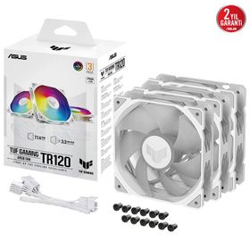 Asus TUF TR120 Reverse Beyaz 120 mm ARGB 3in1 Radyatör Fanı Ters Hava Akışı Adreslenebilir Fan ve Soğutucu