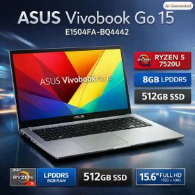 ASUS Vivobook Go 15 E1504FA-BQ4442 Ryzen 5 7520U 8GB RAM 512GB SSD FreeDOS 15.6 inç Laptop