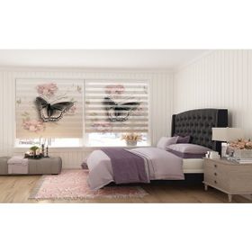 Asy Home Kelebek Dijital Baskılı Piliseli 90x200 cm Stor Perde