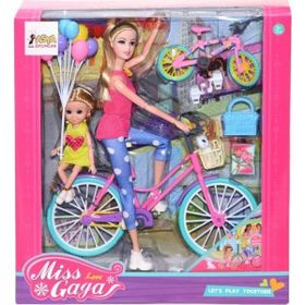 Asya Oyuncak Miss Gaga Bisikletli Bebek Seti