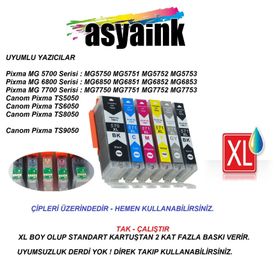 Asyaink Canon Pixma MG6850 Uyumlu 6 Renk Muadil Kartuş Seti