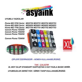Asyaink Canon Pixma MG6850 Uyumlu 6 Renk Muadil Kartuş Seti