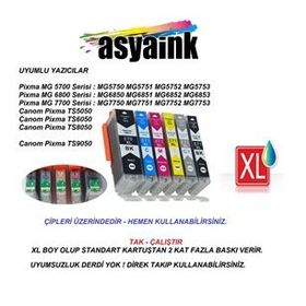 Asyaink Canon Pixma MG6850 Uyumlu 6 Renk Muadil Kartuş Seti