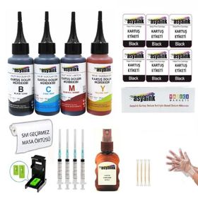 Asyaink HP 1050 Uyumlu 4x100ML HP 301 Kartuş Dolum Seti