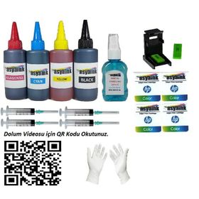 Asyaink HP 350-HP 351 Uyumlu 4 Renk 4x100ML Kartuş Dolum Seti