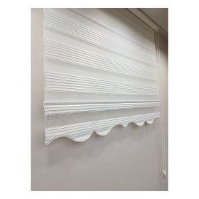 AsyHome Beyaz Piliseli Zebra Etek Dilimli 250x200 cm Stor Perde