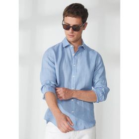 AT.P.CO A266CARLL20 Mavi Slim Fit Düğmeli Yaka Erkek Gömlek