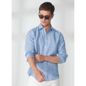 AT.P.CO A266CARLL20 Mavi Slim Fit Düğmeli Yaka Erkek Gömlek