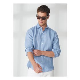 AT.P.CO A266CARLL20 Mavi Slim Fit Düğmeli Yaka Erkek Gömlek
