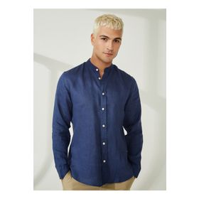 AT.P.CO A266DANIELL20 Koyu Mavi Slim Fit Düğmeli Yaka Erkek Gömlek
