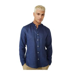 AT.P.CO A266DANIELL20 Koyu Mavi Slim Fit Düğmeli Yaka Erkek Gömlek