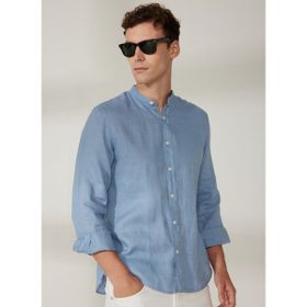 AT.P.CO A266DANIELL20 Mavi Slim Fit Düğmeli Yaka Erkek Gömlek