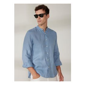 AT.P.CO A266DANIELL20 Mavi Slim Fit Düğmeli Yaka Erkek Gömlek