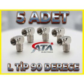 Ata Elektronik 90 Derece L Tip Vidalı Metal F Konnektör Uydu Anten Lnb Kablo Ucu 5 Adet