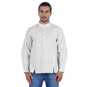 Atasi Henley Uzun Kol Mandarin Yaka Kısa Kurta Beyaz Erkek Günlük Gömlek