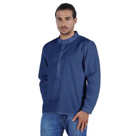 Atasi Henley Uzun Kol Mandarin Yaka Kısa Kurta Kraliyet Mavisi Erkek Gömlek