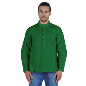 Atasi Henley Uzun Kol Mandarin Yaka Kısa Kurta Yeşil Erkek Günlük Gömlek