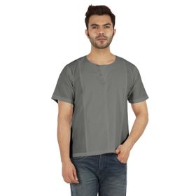 Atasi Kurta Jean Hint Düz Kısa Gri Erkek Gömlek