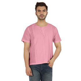 Atasi Kurta Jean Hint Düz Kısa Gül Pembesi Erkek Gömlek