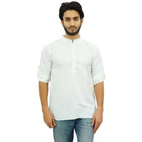 Atasi Kurta Mandarin Yaka Pamuklu Beyaz Erkek Gömlek