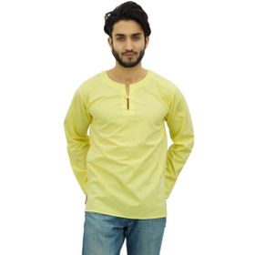Atasi Kurta Yuvarlak Anahtar Deliği Yaka Sarı Erkek Gömlek