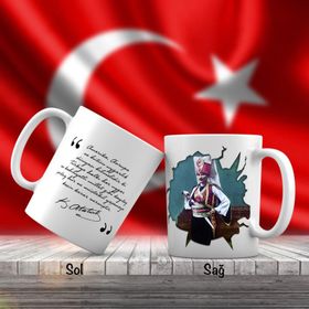 Atatürk İmzalı Atatürk Resimli Kupa Bardak
