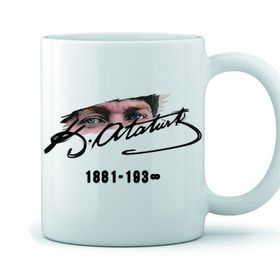 Atatürk İmzalı Beyaz Kupa Bardak