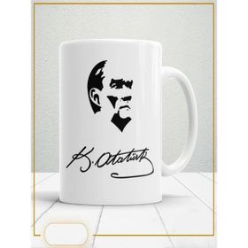 Atatürk İmzalı Beyaz Kupa Bardak