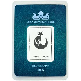 Atatürk Temalı Doğum Günü Hediyesine Özel 10 gr 999 Ayar Saf Gümüş Külçe