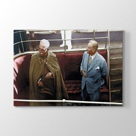 Atatürk Ve İran Şahı Kanvas Tablo