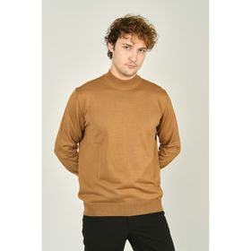 Ateş Triko 0004 Yarım Balıkçı Yaka Yün Camel Erkek Kazak