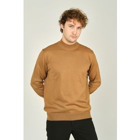 Ateş Triko 0004 Yarım Balıkçı Yaka Yün Camel Erkek Kazak
