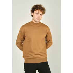 Ateş Triko 0004 Yarım Balıkçı Yaka Yün Camel Erkek Kazak