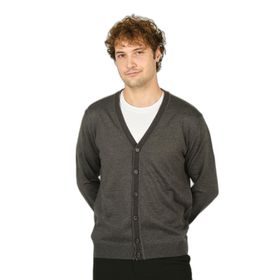 Ateş Triko 2010 Düğmeli V Yaka Yün Koyu Gri Erkek Hırka