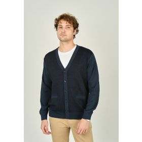 Ateş Triko 4490 Cep Detaylı V Yaka Yün İndigo Erkek Hırka