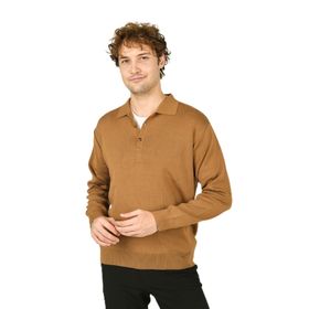 Ateş Triko 6091023 Polo Yaka Düğmeli Yün Camel Erkek Kazak